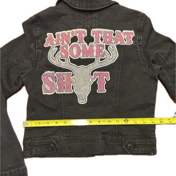 Morgan Wallen upcycled Black Denim Jean Jacket - Picture 2 of 6